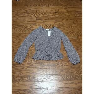 Sienna Sky Women's Navy Blue Daisy Long Sleeve Ruffle Chiffon Blouse, Size Large